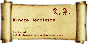 Kuncze Henrietta névjegykártya